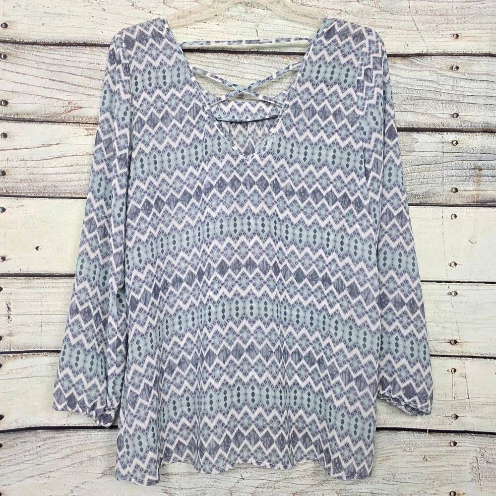 Maurices Sheer Embellished Blouse L - Picture 7 of 9